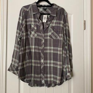 Torrid Twill Long Sleeve Plaid Blouse Size 2
